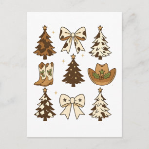 Cartão Postal De Festividades Botas de Cowboy de Natal Ocidental Papai Noel Nata
