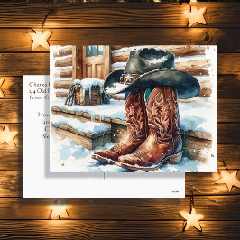 Cartão Postal De Festividades Botas de cowboy na varanda da frente em um dia de