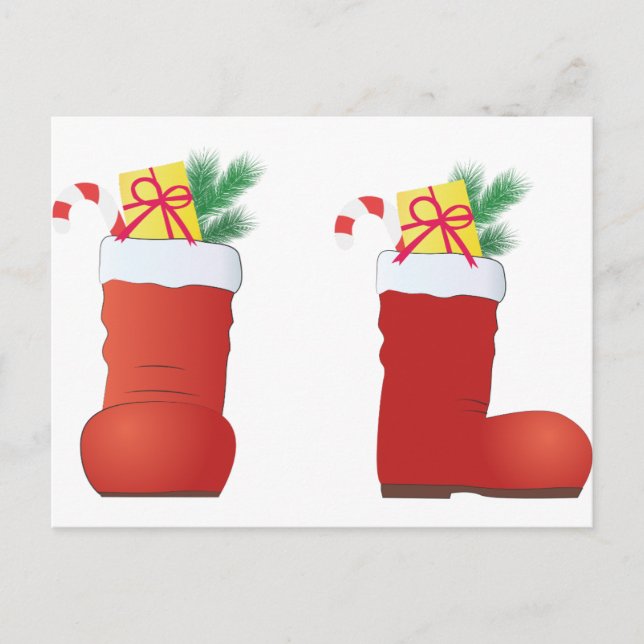 Cartão Postal De Festividades Botas do Natal (Frente)