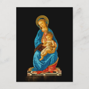 Cartão Postal De Festividades Botticelli Madonna e Criança Enthroned
