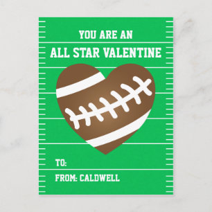 Cartão Postal De Festividades Boy's Football Valentine Classroom Exchange