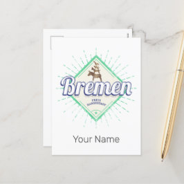 Cartão Postal De Festividades Bremen City Germany Retro Town Musicians Vintage