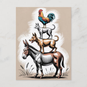 Cartão Postal De Festividades Bremen Town Musicians Statue Alemanha