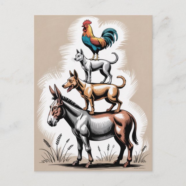 Cartão Postal De Festividades Bremen Town Musicians Statue Alemanha (Frente)