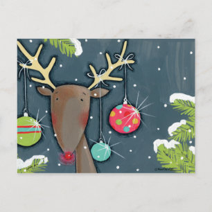 Cartão Postal De Festividades Bright Christmas Reindeer