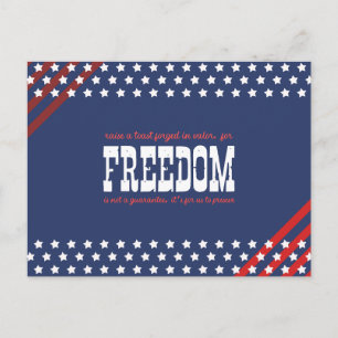 Cartão Postal De Festividades Brinde de Valor à Liberdade Preservada