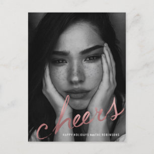 Cartão Postal De Festividades Brinde rose gold Feriado