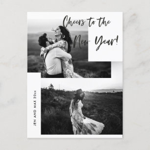 Cartão Postal De Festividades Brindemos ao Ano Novo Duas Fotos