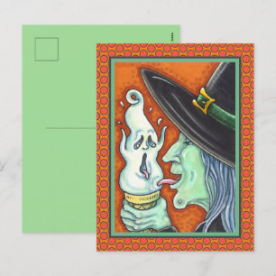 CARTÃO POSTAL DE FESTIVIDADES BRISAS COMENDO GRITANDO CONE DE SORVETE, HALLOWEEN