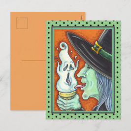 CARTÃO POSTAL DE FESTIVIDADES BRISAS COMENDO GRITANDO CONE DE SORVETE, HALLOWEEN