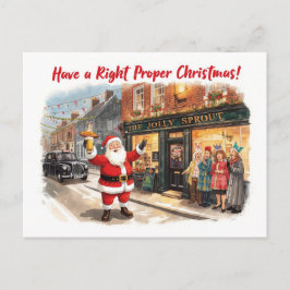 Cartão Postal De Festividades British Christmas Card with Santa Claus at Pub