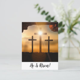 Cartão Postal De Festividades Brown Crosses He Is Risen Christian Happy Easter