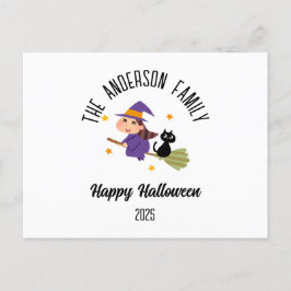 Cartão Postal De Festividades Bruxa Bonita do Halloween em nome personalizado da