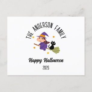 Cartão Postal De Festividades Bruxa Bonita do Halloween em nome personalizado da