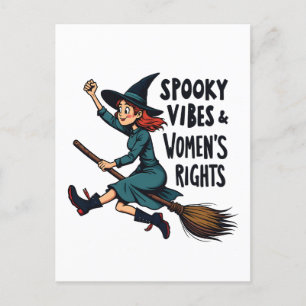 Cartão Postal De Festividades Bruxa de Halloween Direita das Mulheres Spooky Vib
