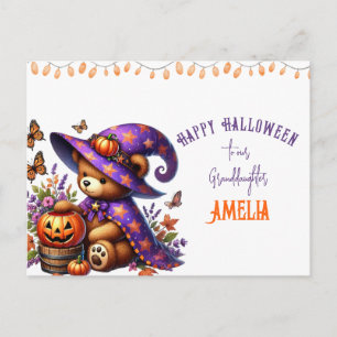 Cartão Postal De Festividades Bruxa do Urso Fofo Halloween Netinha