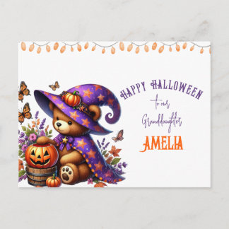 Cartão Postal De Festividades Bruxa do Urso Fofo Halloween Netinha