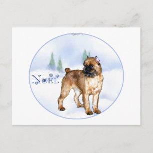 Cartão Postal De Festividades Bruxelas Griffon Noel