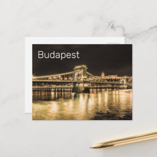 Cartão Postal De Festividades Budapest com Ponte de Correntes Panorama Vintage