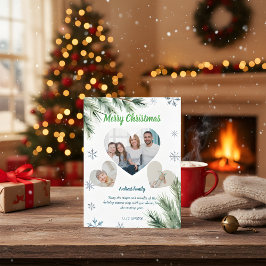 Cartão Postal De Festividades Budget Green Christmas 3 Photo Holiday Card
