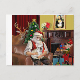 Cartão Postal De Festividades Bulldog francês dos Papais noeis
