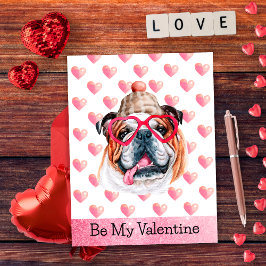 Cartão Postal De Festividades Bulldog Inglês Seja Meu Namorado Cachorro Dia dos