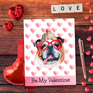 Cartão Postal De Festividades Bulldog Inglês Seja Meu Namorado Cachorro Dia dos 