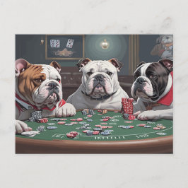 Cartão Postal De Festividades Bulldogs playing poker