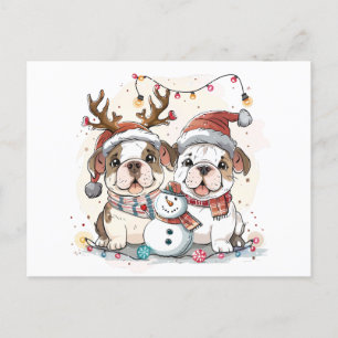 Cartão Postal De Festividades Bulls Ingleses de Natal