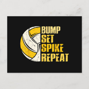 Cartão Postal De Festividades Bump Set Spike Repete Voleibol Engraçado
