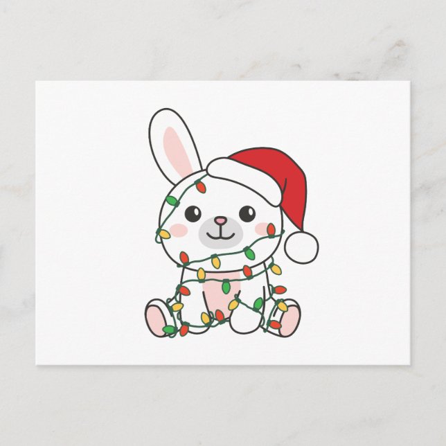 Cartão Postal De Festividades Bunny Christmas Winter Animal Holiday Bunnies (Frente)