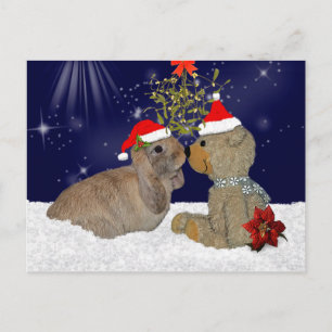 Cartão Postal De Festividades Bunny Love at Christmas Postcard