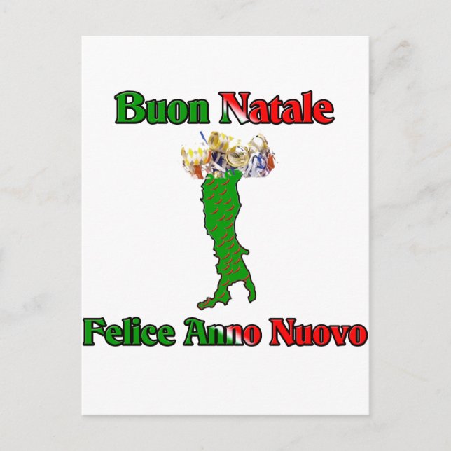 Cartão Postal De Festividades Buon Natale Felice Anno Nuovo (Frente)