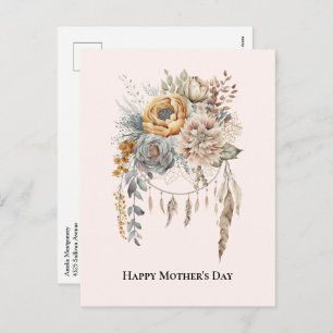 Cartão Postal De Festividades Buquê Boho Flower e Dia de as mães Dreamcatcher