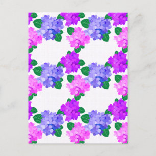 Cartão Postal De Festividades Buquê das Flores Púrpuras Elegantes Hydrangea Pink