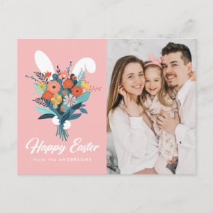 Cartão Postal De Festividades Buquê de Coelhinho Fofo Foto de Páscoa