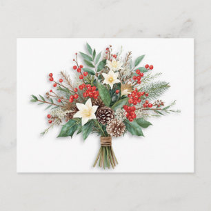 Cartão Postal De Festividades Buquê de Feriado em Aquarela Festiva