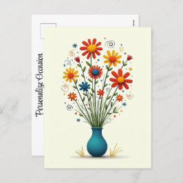 Cartão Postal De Festividades Buquê De Sorção Floral Bonito Da Flor Cuta Vase