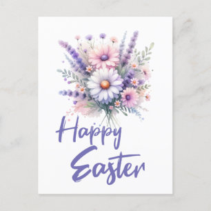 Cartão Postal De Festividades Buquê Primavera de felz pascoa de  de aquarela do 