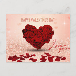 Cartão Postal De Festividades Buquê Rosa do dia de os namorados - Cartão-postal