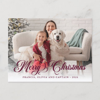 Cartão Postal De Festividades Burgundy Feliz Natal Fotografia de Caligrafia Boni