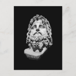 Cartão Postal De Festividades Busto de mármore greco-romano clássico preto e bra