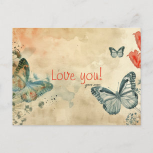 Cartão Postal De Festividades Butterfly Love