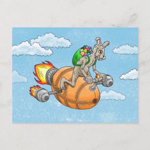 Cartão Postal De Festividades Caça ao Ovo do Coelho Foguete