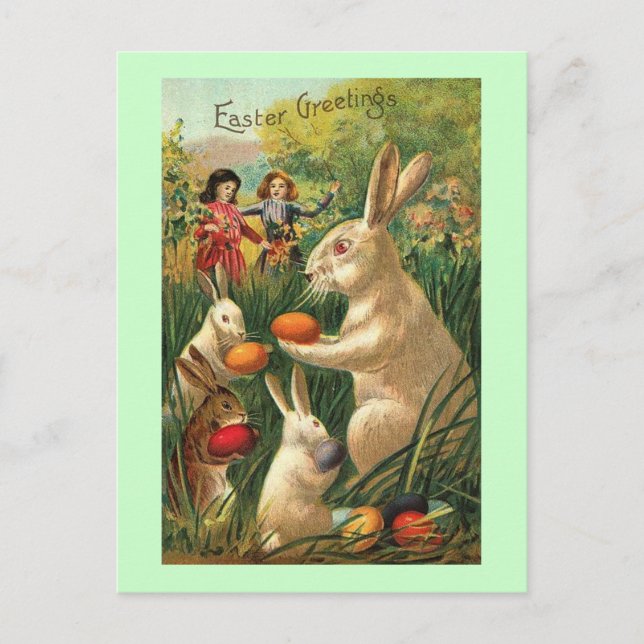 Cartão Postal De Festividades Caça aos Ovos de Páscoa (Frente)
