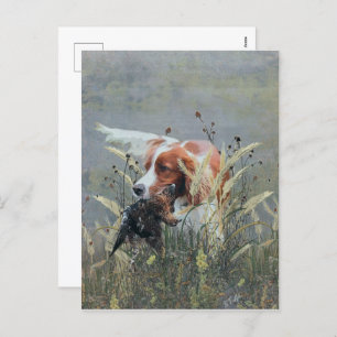 Cartão Postal De Festividades Caça com Epagneul Breton