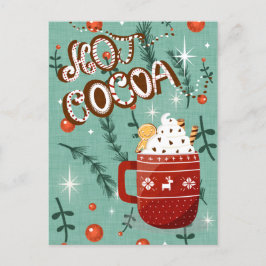 Cartão Postal De Festividades Cacau Quente - Caneca de Natal Azul