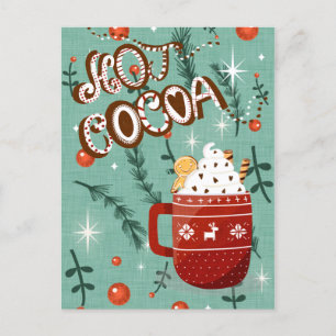 Cartão Postal De Festividades Cacau Quente - Caneca de Natal Azul