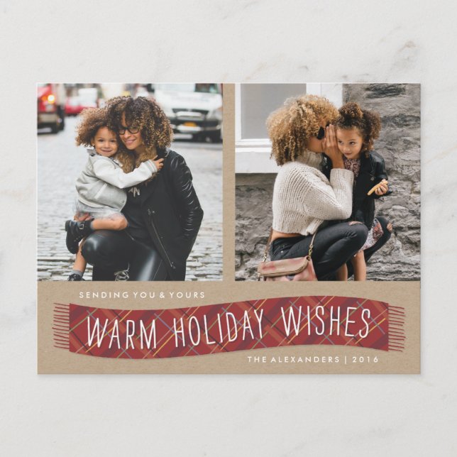 Cartão Postal De Festividades Cachecol de Inverno Plaid Postcard de Férias - Tij (Frente)