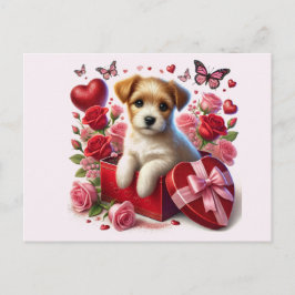 Cartão Postal De Festividades Cachorrinho Fofo do Dia dos Namorados para Criança